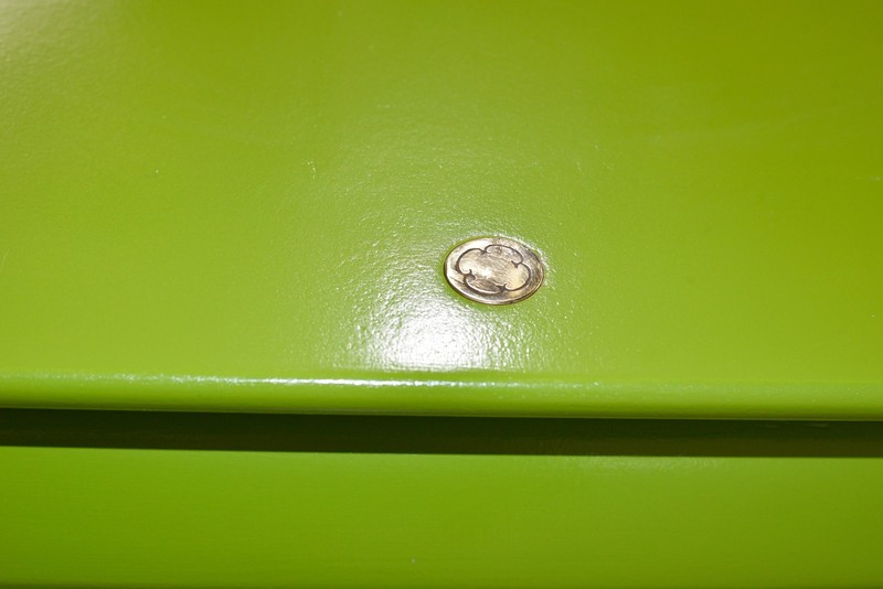 Mid Century Chinoiserie Coffee Table in Green Gold Medallions - Newly Painted gallery