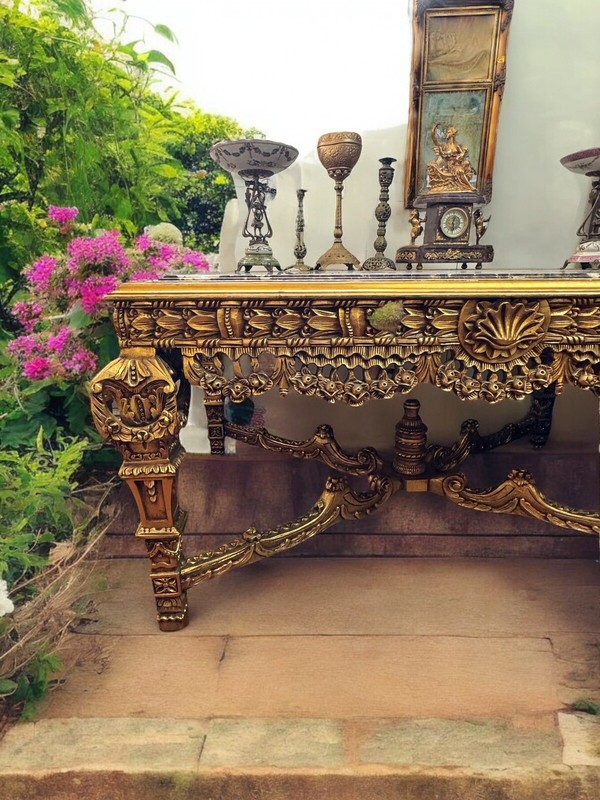 Marble Top Gold Gilt Monumental Foyer / Centre Table gallery