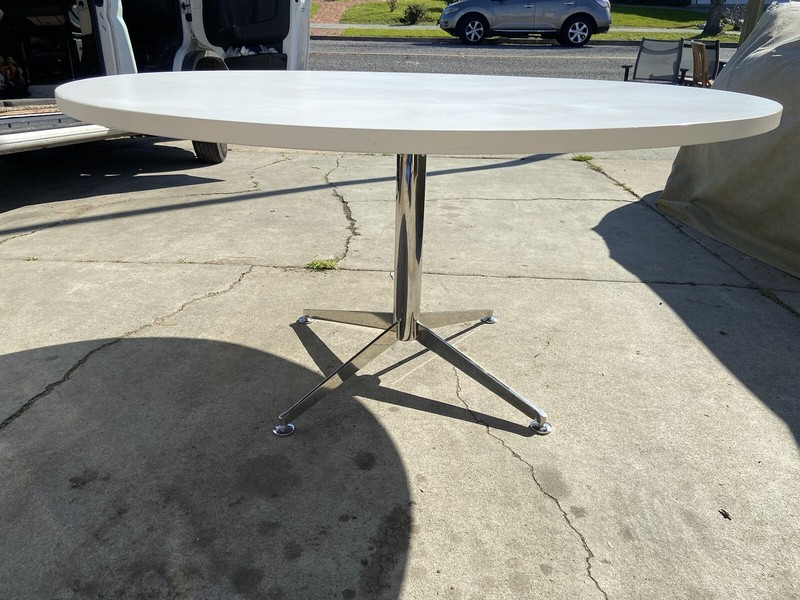 Florence Knoll Mid Century Modern Style Chrome Dining Conference Table gallery
