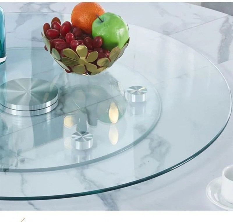 28" Glass Lazy Susan Turntable - 360° Smooth Spin for Dining Tables gallery