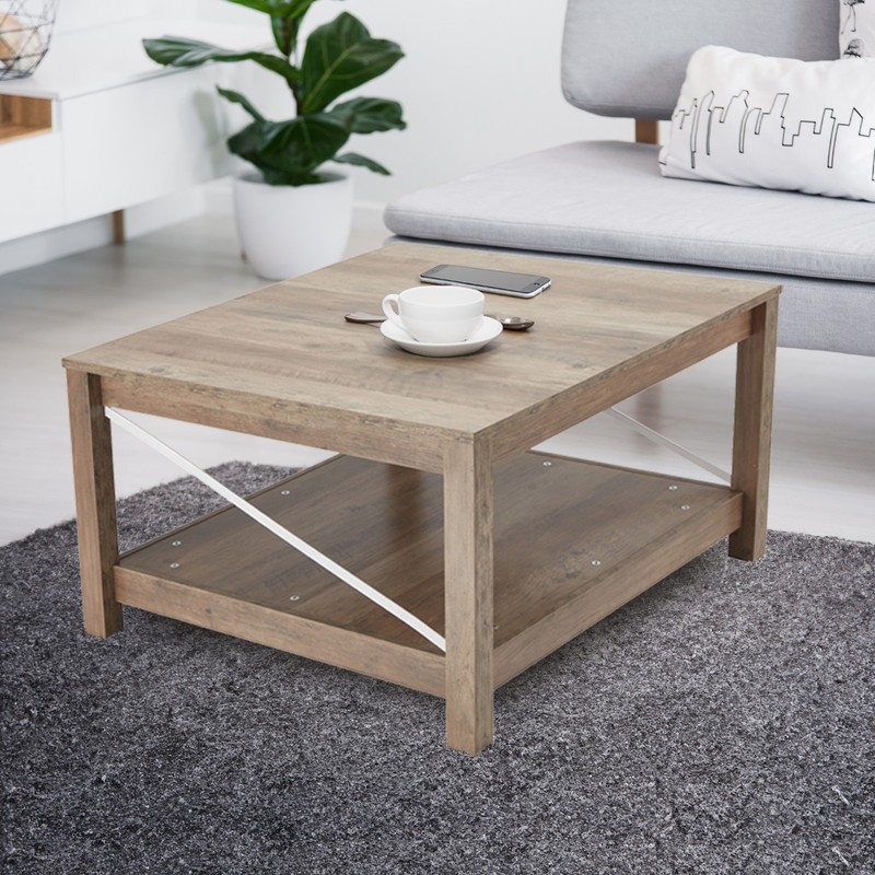 JOMEED 31.5" Square Coffee Table Modern Farmhouse Living Room Furniture, Beige gallery