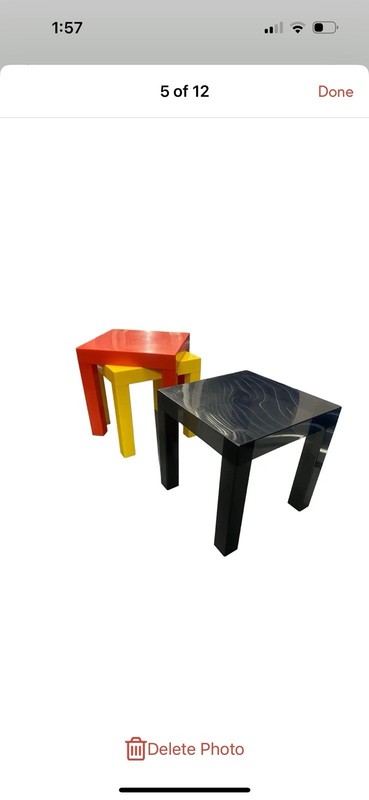 Mid Century Multi Color Plastic Parsons Tables - a Set of 3 Snack Tables gallery