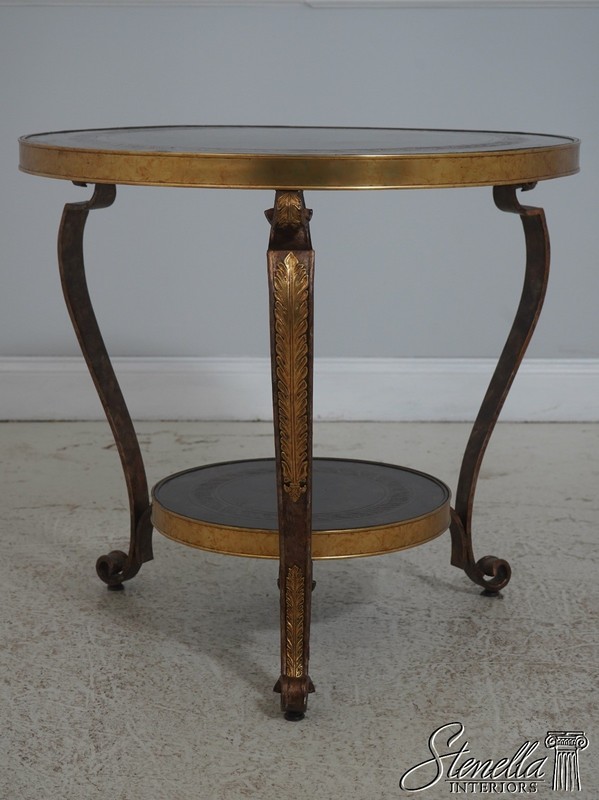 71903: French Empire Round Gueridon Etched Bronze Top Lamp Table gallery