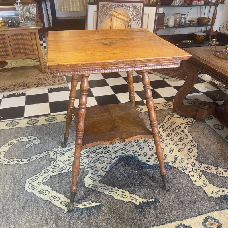 Antique Parlor Table w/ Marble Talon Glass Feet 1900’s Original Condition