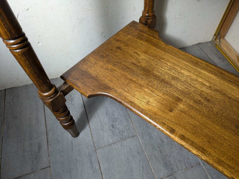 Antique Victorian Rustic Oak Wood 2-Tier 1-Drawer Parlor Table gallery