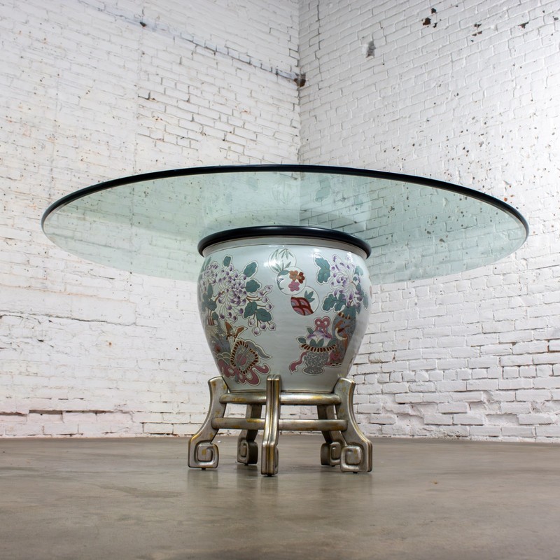 Ming Treasures Fishbowl Pedestal Base Dining Table Drexel Heritage Round Glass gallery