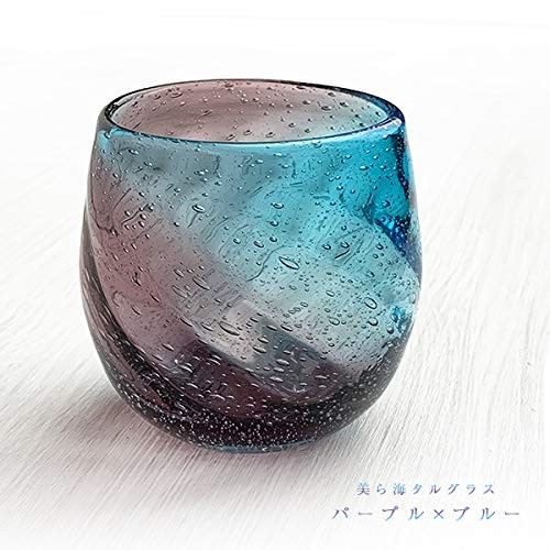 Ryukyu Glass Rocks Glass Okinawa Souvenir Churaumi Barrel Glass Purple x Blue gallery