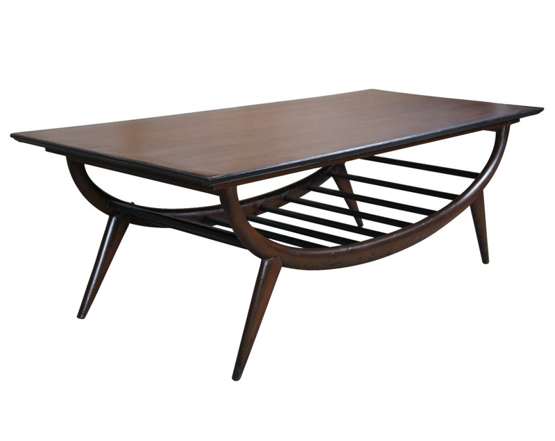 Mid Century Modern Sculptural Oak Scandanavian Slat Coffee Cocktail Table 54" gallery