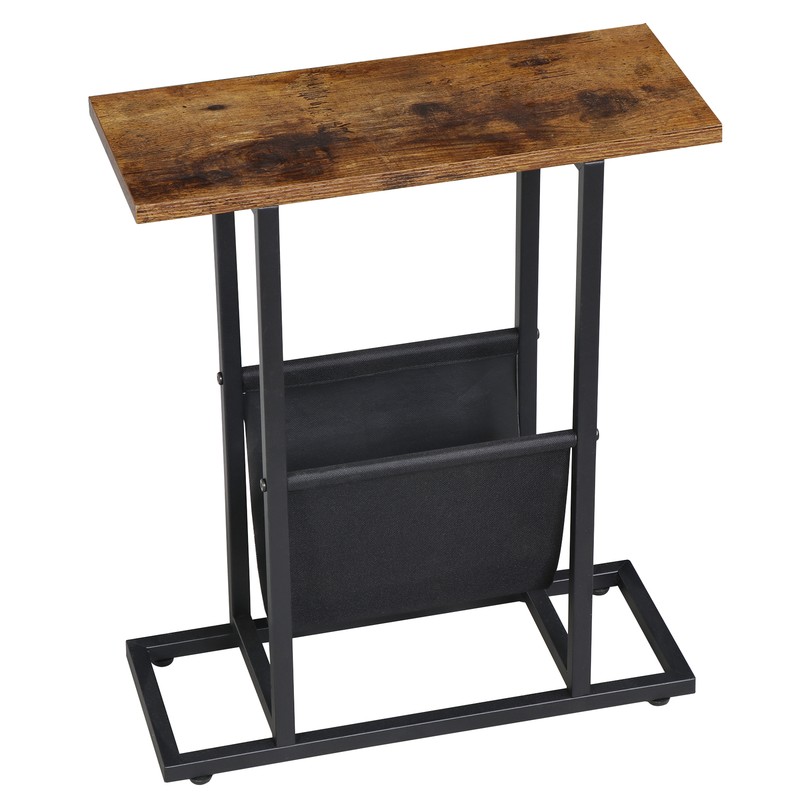 Small Narrow Side Sofa Table End Table Nightstand w/Magazine Holder Rustic Brown gallery