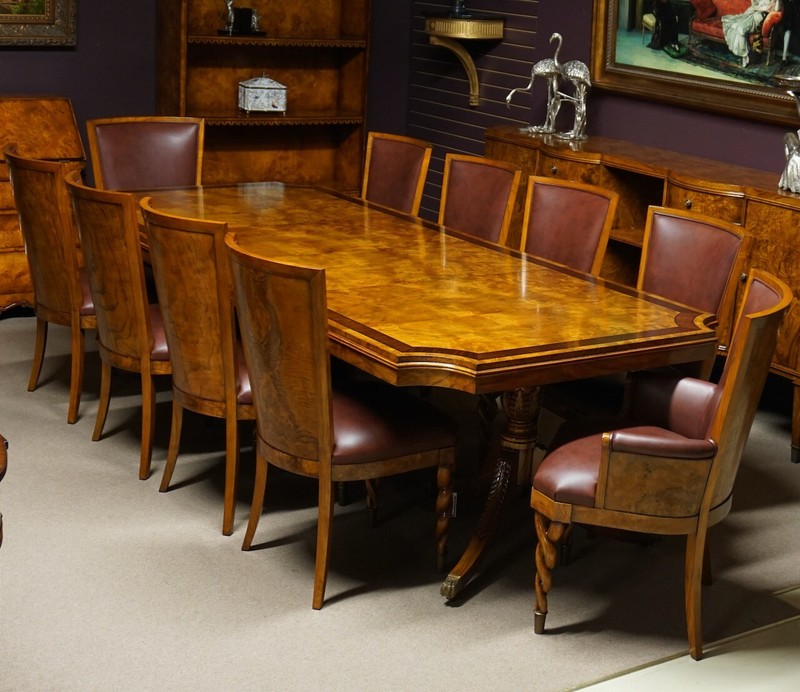 Beautiful 9' traditional Ash wood 2 pedestal formal dining table gallery