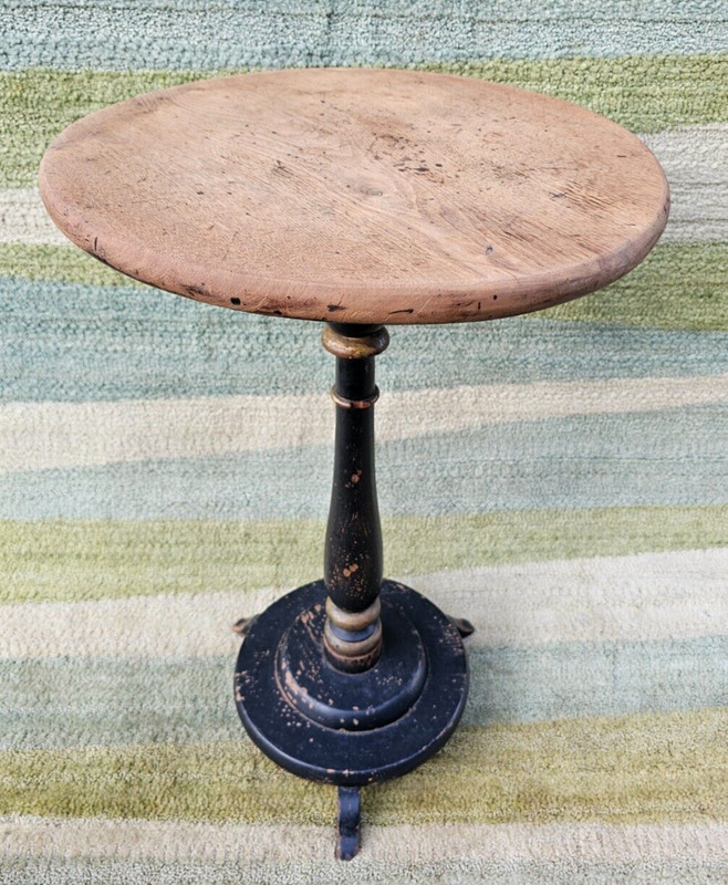 Antique Victorian Wine Pedestal Table, English Side Occasional Lamp Plant Stand gallery