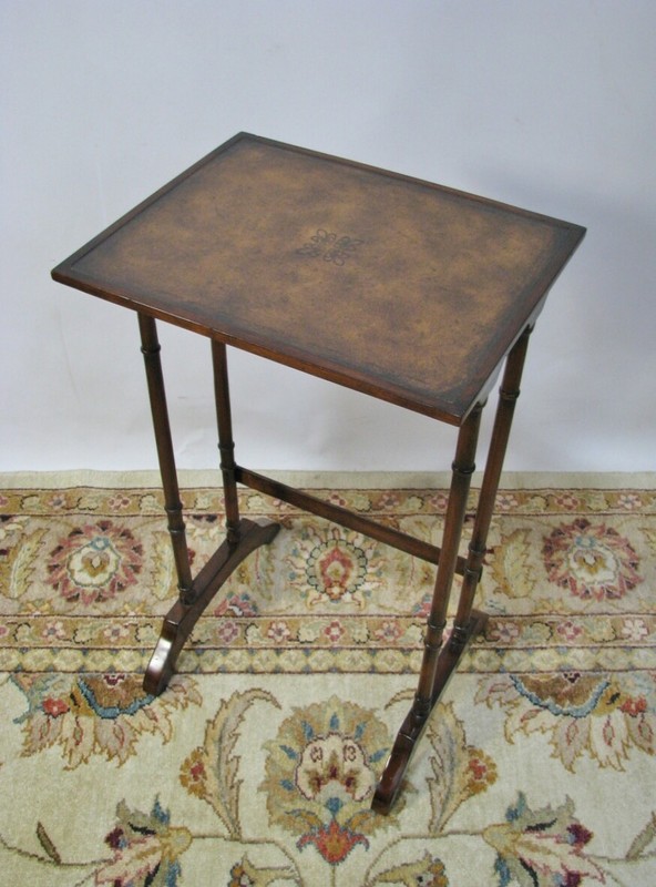Theodore Alexander Set of 4 Georgian Style Mahogany Nesting Tables Faux Bamboo gallery