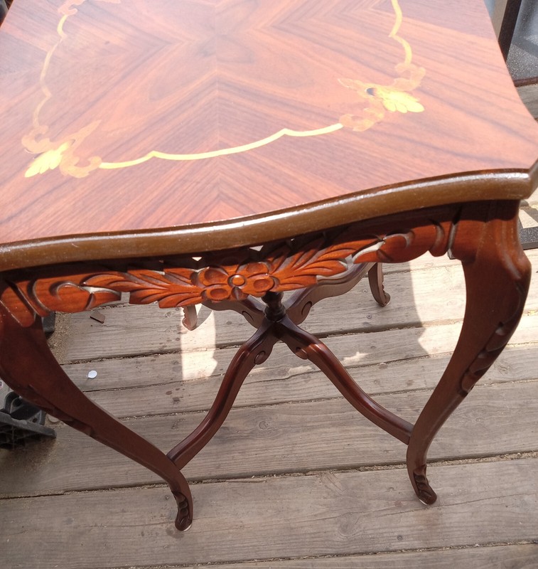 Walnut Carved Marquetry Inlaid Lamp Table / End table (PRT-144) gallery