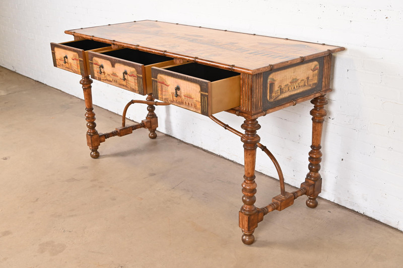 Chinoiserie Jacobean Hand Painted Sideboard Server, Bar Table, or Center Table gallery