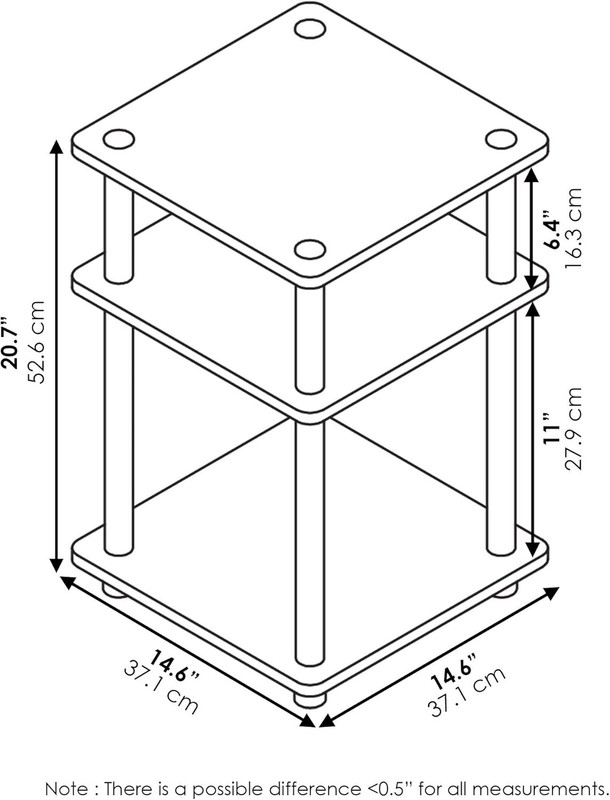 TURN-N-TUBE Side Table 3-Tier End Table Nightstand Blackwood gallery