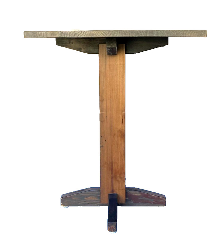 Antique Handmade Mission Arts Crafts Dark Oak Wood Table Pedestal Stand Vintage