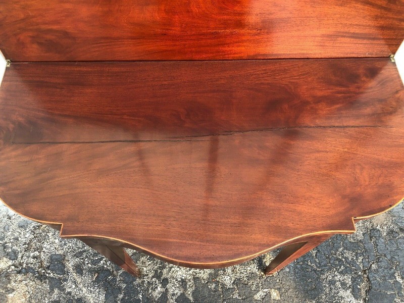 Rare New York Hepplewhite Inlaid 5 Leg Card Table 29 3/4” X 36 1/4” X 17 1/2” gallery
