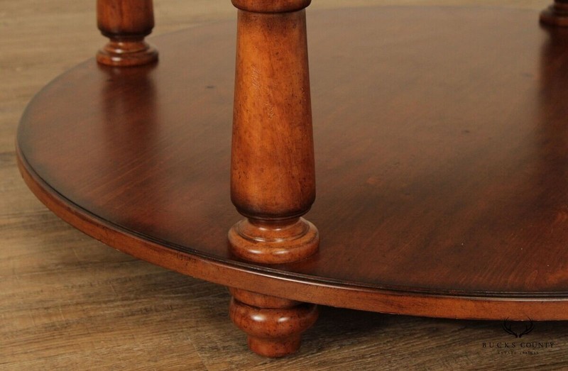 Rustic European Style Wood and Glass Top Iron Scroll Round Cocktail Table gallery
