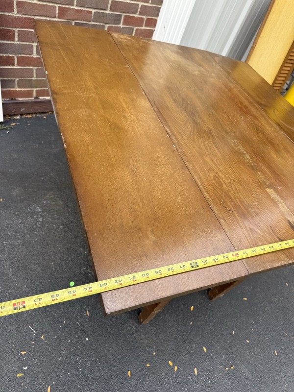 Antique Country Drop Leaf Table Solid Wood Farm Table Straight Leg See Pics gallery