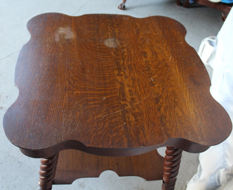 Antique Claw Glass Ball Oak Lamp Table gallery