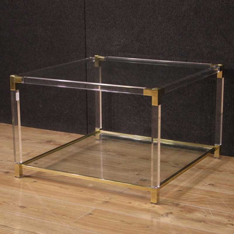 Living room coffee table glass and metal design furniture 80s modern vintage gallery