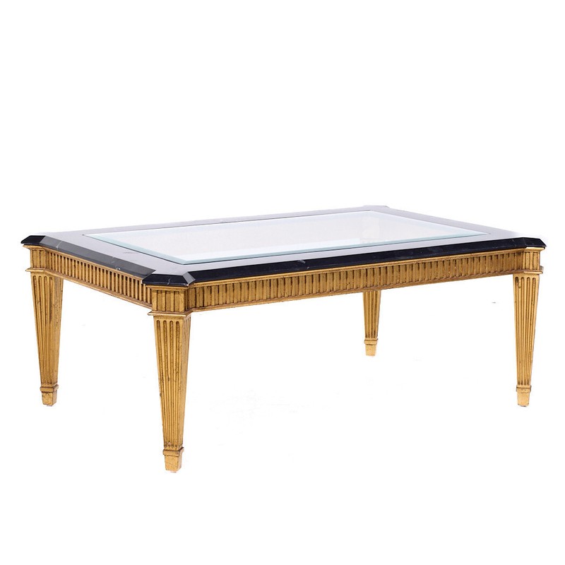 EJ Victor Giltwood and Glass Coffee Table