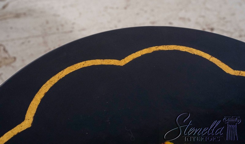 70373: Small Black & Gold Italian Style Floral Paint Decorated Pedestal Table gallery