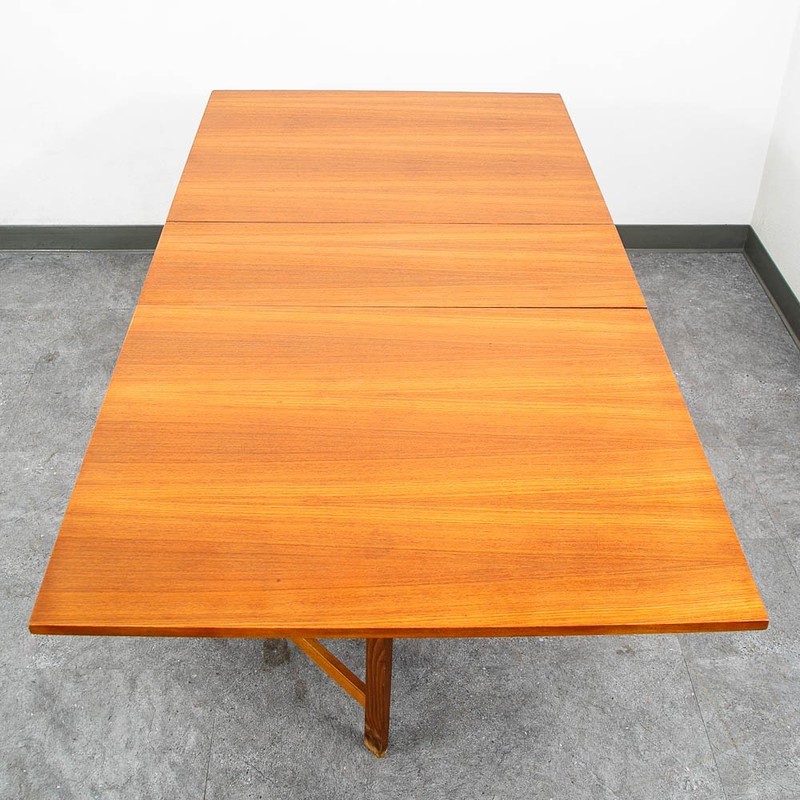 Mid Century Danish Modern Dining Table Drop Leaf Gate Leg Folding Teak MCM gallery