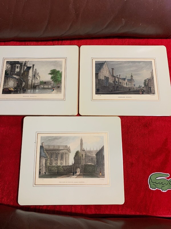 Lot Of 3 J.a. Bell antique tea tray -1800s postcards by / J. Le Keux Classics