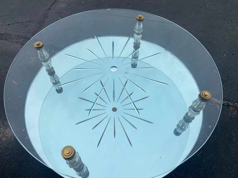 Vintage Mirrored Hollywood Regency Two Tier Italian Églomisé Glass Coffee table gallery