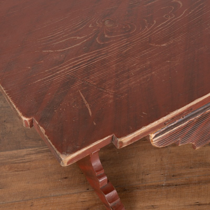 Original Red Painted Farm Table With Drawer, Sweden circa 1820-40 gallery