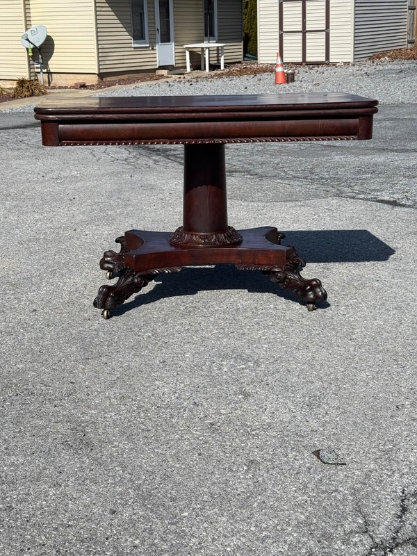 antique classical empire carved breakfast table Paw foot mahogany 1820 console gallery