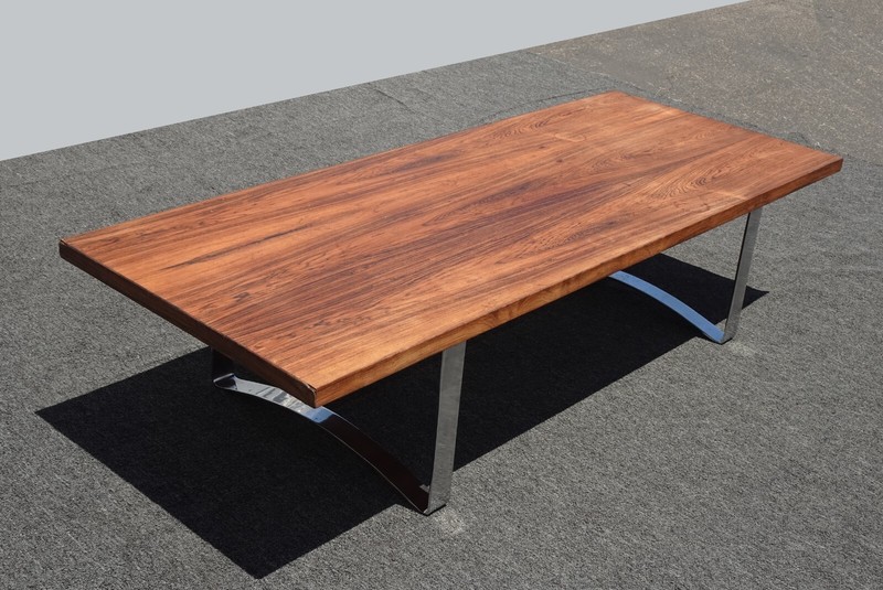 Vintage Mid Century Modern Teak Cocktail Coffee Table with a Chrome Base gallery