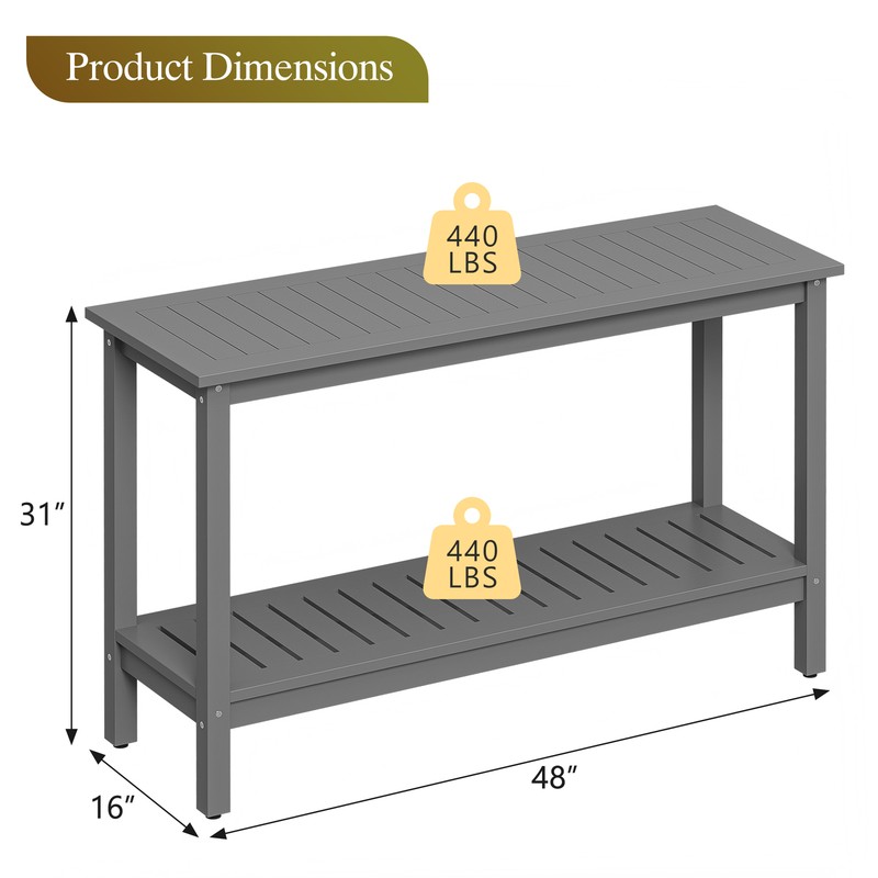 48'' Console Sofa Table with Storage Shelves Entry Way Table for Patio Gray gallery