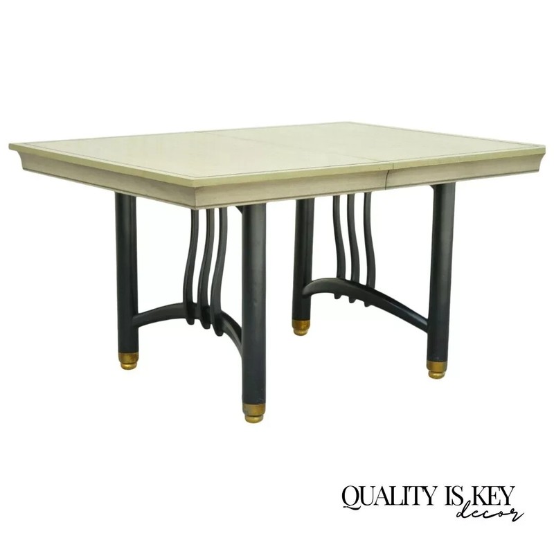 Mid Century Modern Black Lacquer James Mont Style Dining Table by Blowing Rock