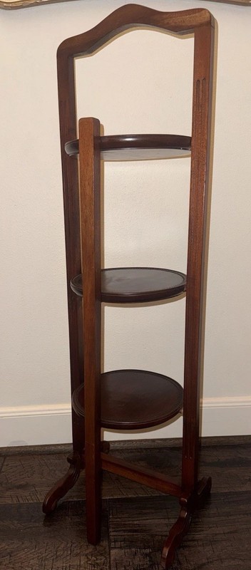 ANTIQUE VICTORIAN ENGLISH DARK OAK 3 TIER CAKE TEA DISPLAY STAND gallery