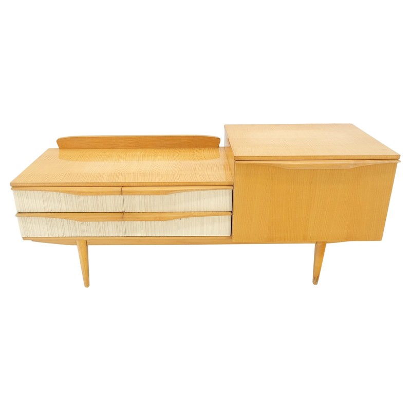 Swedish Mid Century Modern 1950s Blond Birch Drop Door Console Entry Hall Table