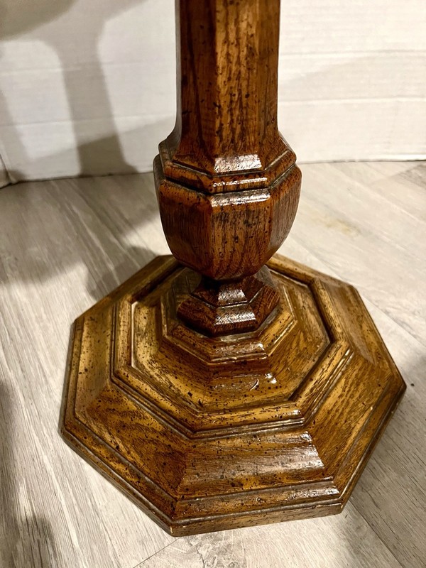 Two Vintage Octagon End Tables With Leather Top gallery