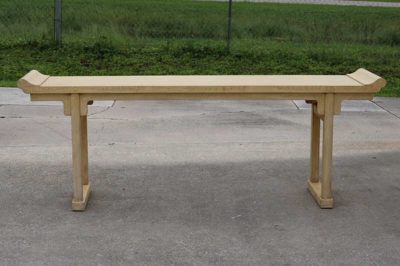 Authentic Marked McGuire Chinese Pagoda Altar Console Table With Crackle Finish gallery
