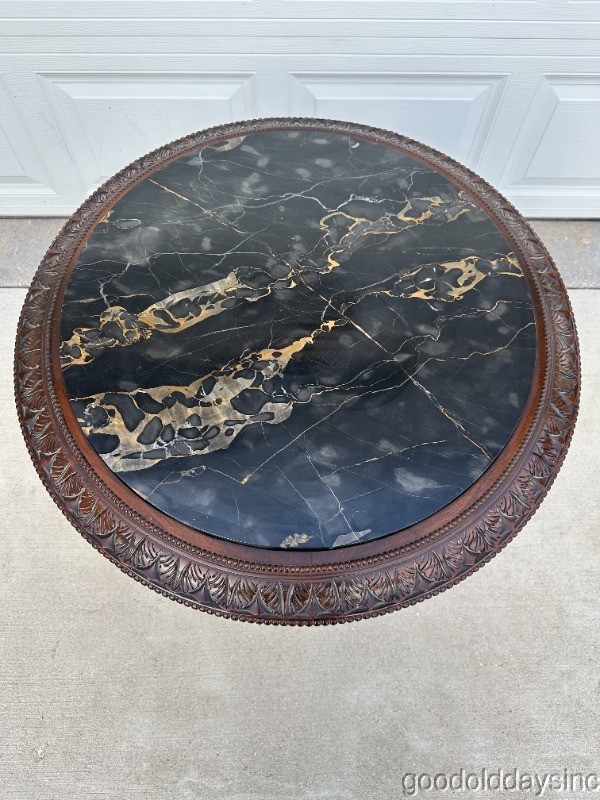 Beautiful Antique Carved Carrera Marble Top Table Lamp Side Table gallery