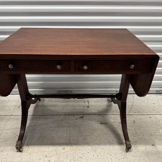 19th Century Mahogany Drop-Leaf Sofa Table With Chair gallery
