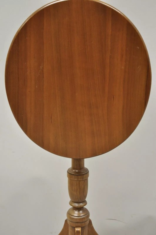 Sheraton Federal Style Solid Cherry Wood Oval Tilt Top Tea Table by Norm Baylis gallery