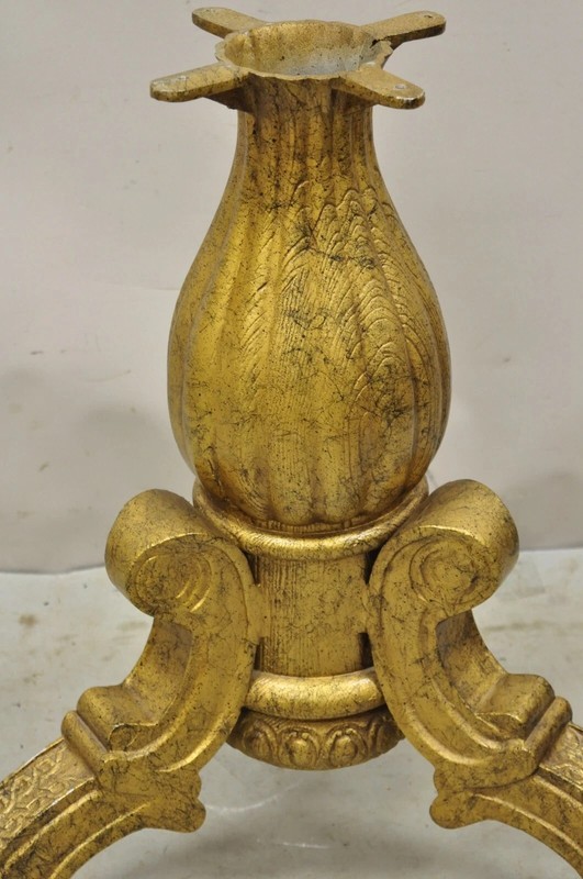 Vintage Baroque Style Gold Cast Aluminum Metal Tripod Pedestal Table Base gallery