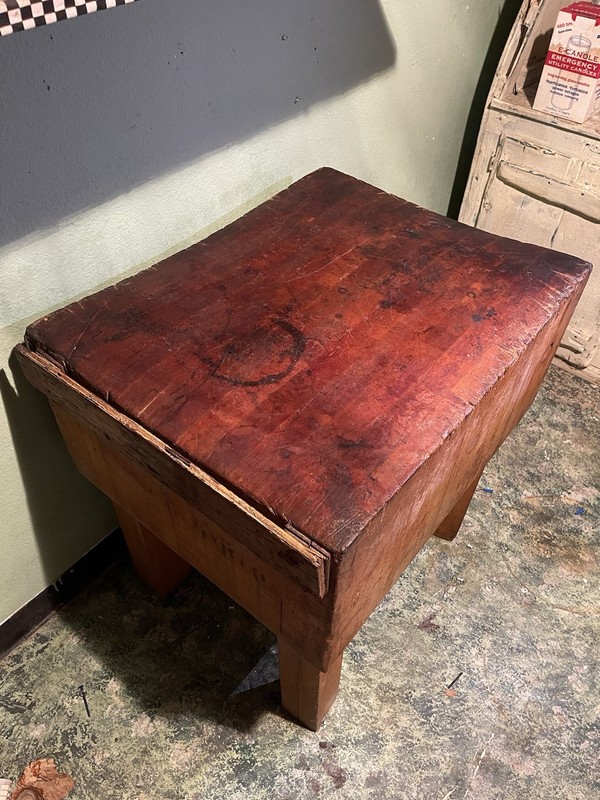 Antique Butchers Block Table Island Boos Chicago Kitchen Stockyard Industrial gallery