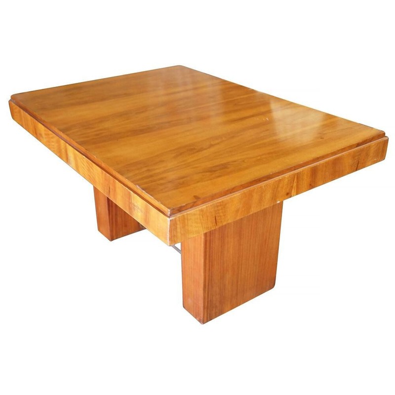 Art Deco Geometric Walnut Dining Table or Large DeskInspired by Charles Dudouyt