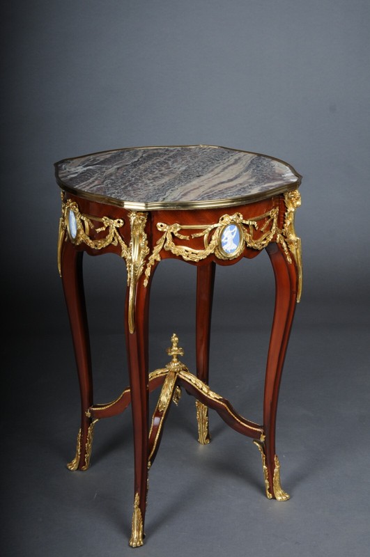Magnificent Side Table with Bronze Louis XV Marble Beechwood gallery