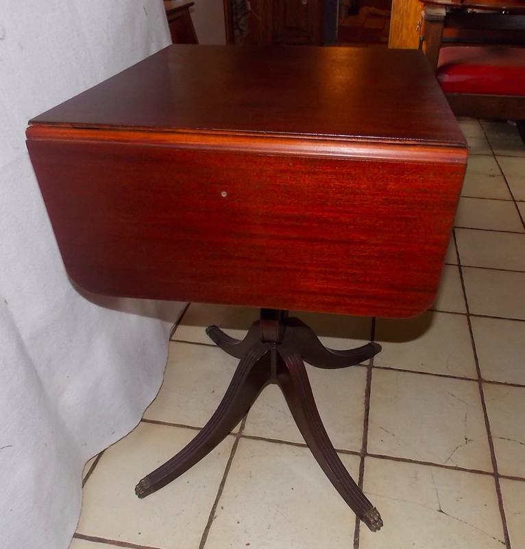 Mahogany Dropleaf Lyre Base Entry Table / Server Table / End Table (ENT13) gallery