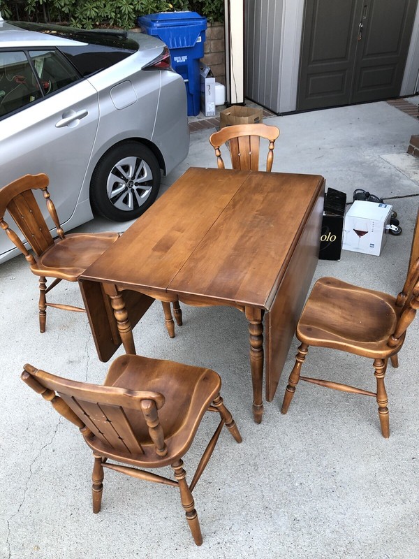 Antique Rock Maple Table and Corner Cabinet