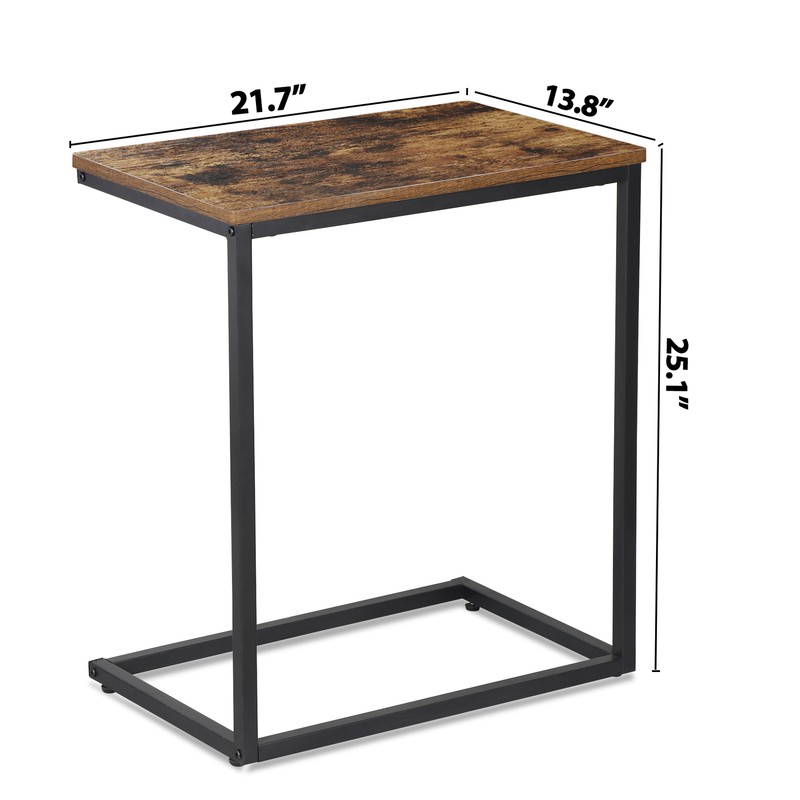 21.7" Side Table C Shaped End Table Sofa and Bed Table for TV Trays Rustic Brown gallery