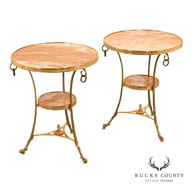 Neoclassical Style Pair of Marble Top Gueridon Side Tables